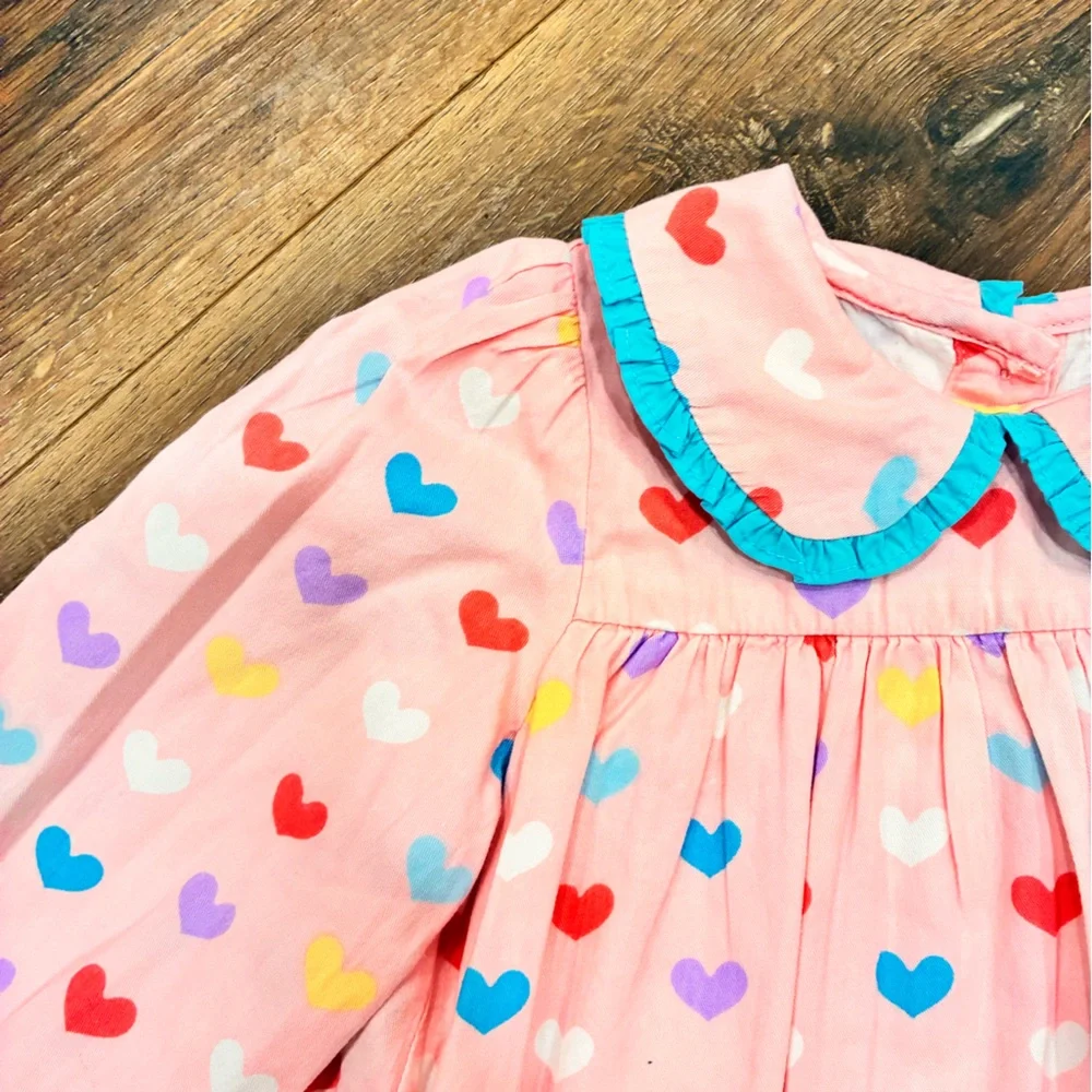 Posh Pickle Company Colorful Heart Dress Collar Valentines Spring Summer 3T - Picture 3 of 12